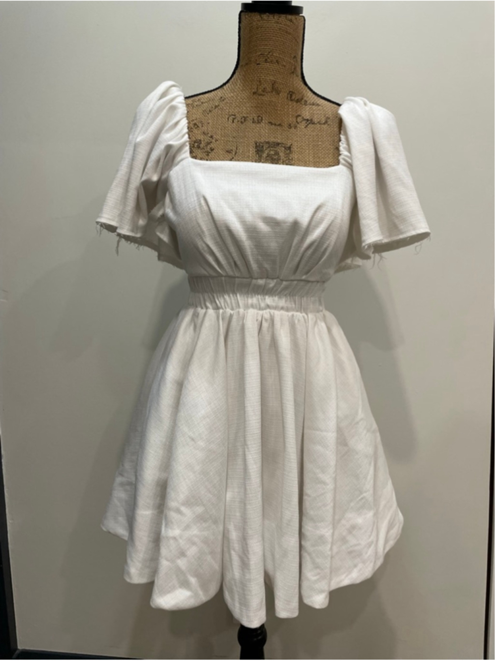 WHYTE VALENTYNE White Cinched Waist Babydoll Mini Dress Size 6 Goingout Party